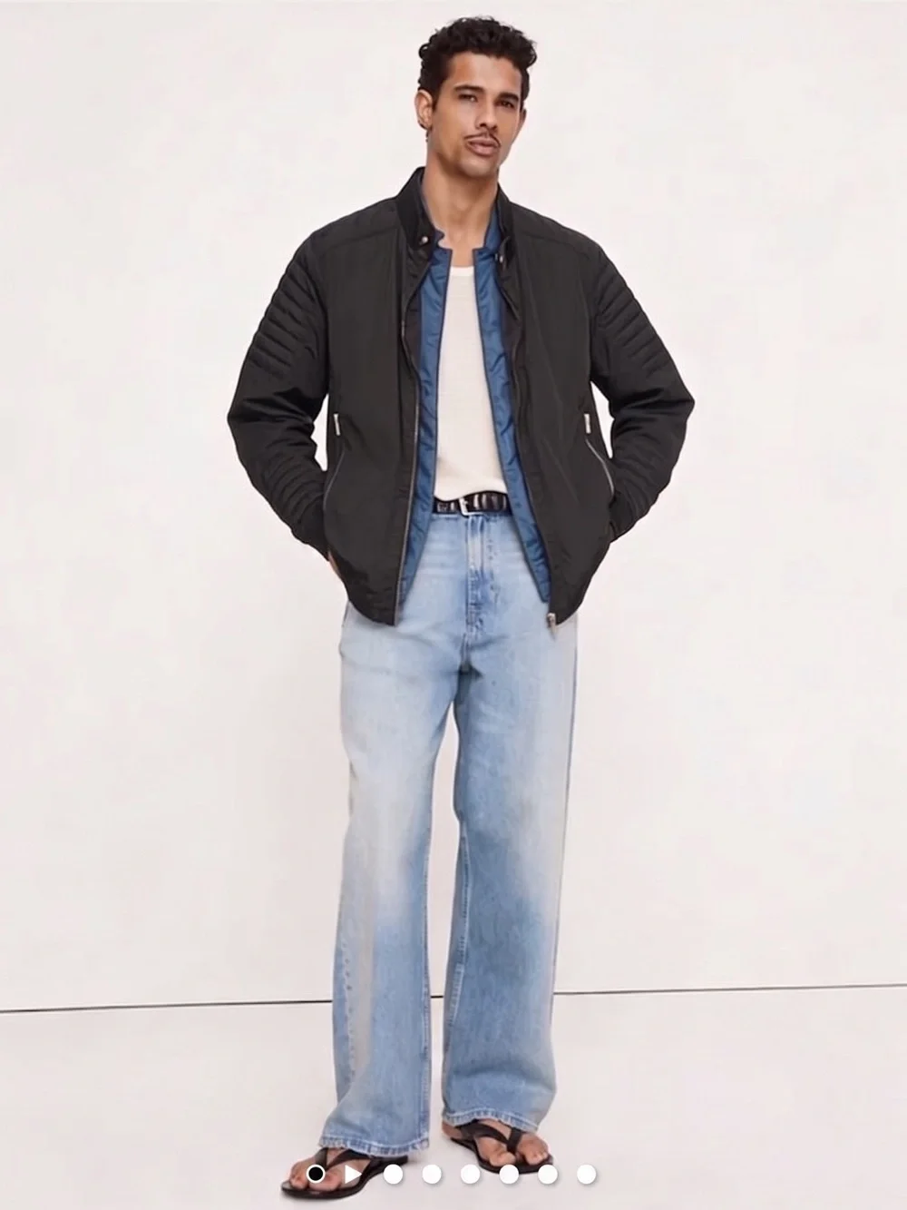 Zara Black Bomber Jacket with Blue Inner Lining